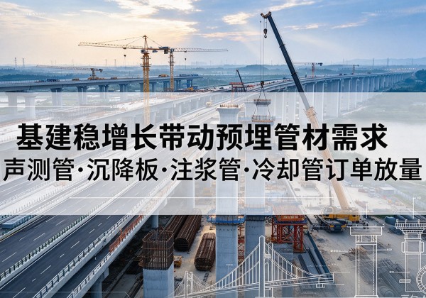 名山基建稳增长带动预埋监测管材需求，声测管、沉降板、注浆管订单持续放量